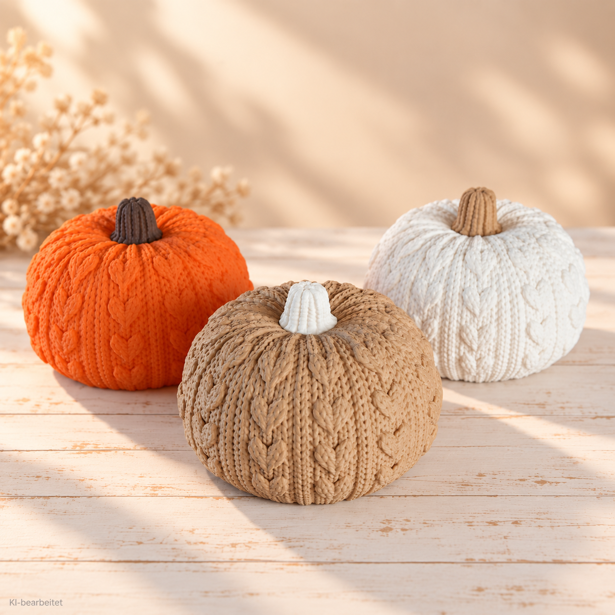 Herbst-Kürbisse mit Strickmuster – Bild 2
